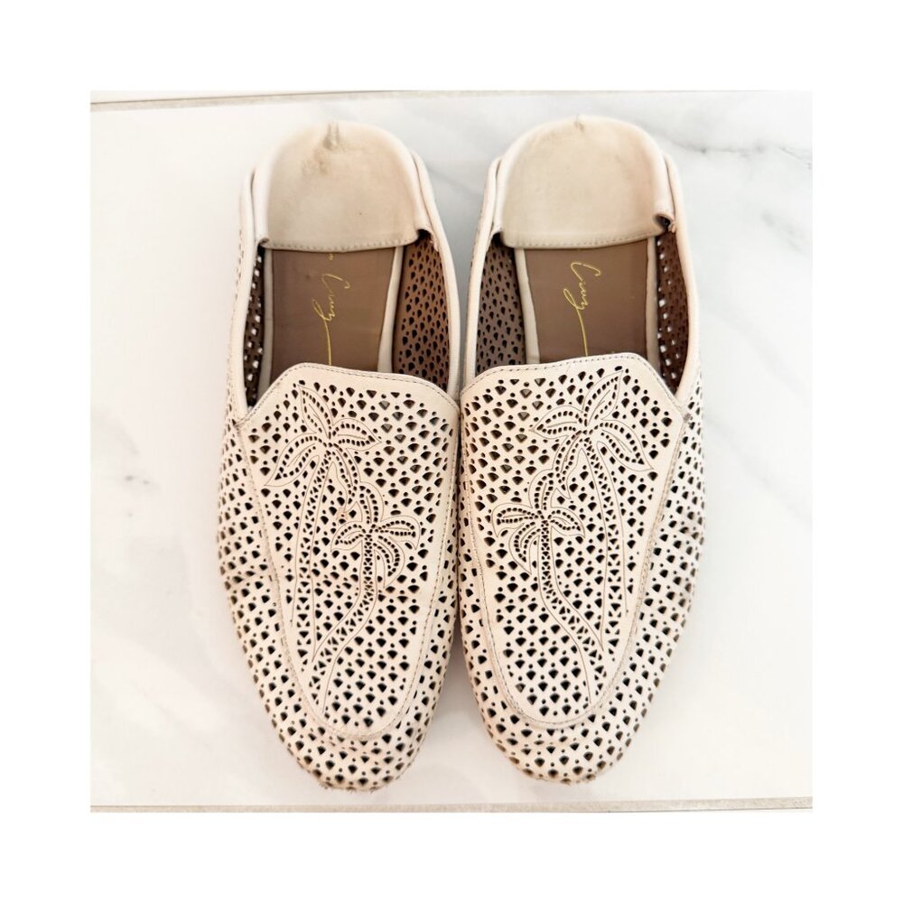 Anthropologie Lola Cruz Palm Perforated Ballet Flat Slides US8 EU38 - Picture 4 of 15